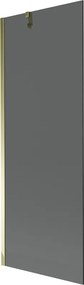 Mexen Next, vaňová zástena 1-krídlová 70 x 150 cm, fixné krídlo, 6 mm šedé sklo, zlatý profil, 895-070-000-00-40-50