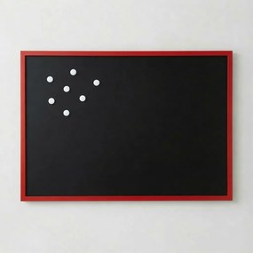Toptabule.sk  Čierna magnetická tabuľa v červenom drevenom ráme COLOR 60x40 cm