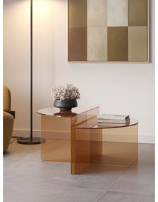 Hnedé sklenené okrúhle konferenčné stolíky v súprave 2 ks ø 80 cm Velta – MOME