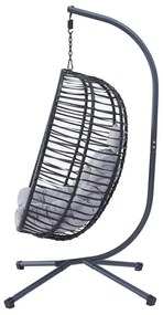 Autronic, Záhradné závesné kreslo, kov, polyratan, sivé, AZ-V1289 GREY
