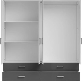 Šatníková skriňa Ivar, 180 cm, biela/grafit