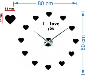 Moderné nalepovacie nástenné hodiny | 3D hodiny 12P014-Wanduhr HEU-