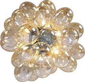 Inteligentné stropné svietidlo čierne s jantárovým sklom, 6 svetiel vrátane 6 WiFi G9 - Uvas