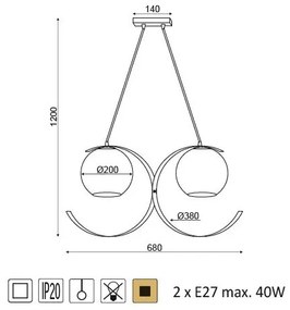 ACA DECOR Závesné svietidlo IPARELLE max. 2x40W/E27/230V/IP20