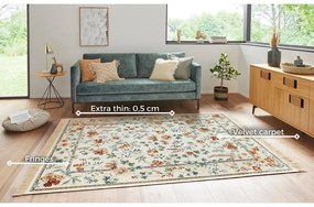 Krémový koberec z viskózy 135x195 cm Oriental Flowers – Nouristan