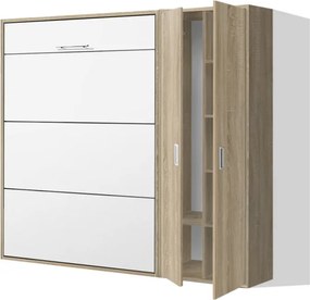 Nabytekmorava Sklápacia posteľ VS 1054 P - 200x140 cm A nosnosť postele: štandardná nosnosť, farba lamina: orech/biele dvere