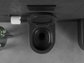 Mexen Sofia, závesná WC misa 490x360x355 mm, Rimless Tornádo + WC sedadlo z duroplastu, čierna matná, 30540185T