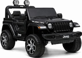 LEAN CARS Elektrické autíčko Jeep Rubicon 4x4, LED, MP3, čierne