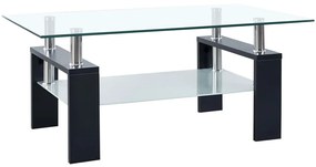 Konferenčný stolík čierny a priesvitný 95x55x40 cm tvrdené sklo