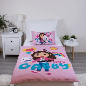 Ružové bavlnené detské obliečky do postieľky 100x135 cm Gabby's Dollhouse – Jerry Fabrics
