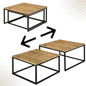Sada 2 konferenčných stolíkov VELEN Rustic Craft