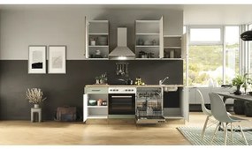 Kuchynská linka so spotrebičmi Cara 220 cm farba čela zelená dub matná farba korpusu dub