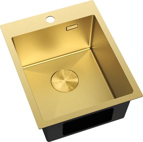 Mexen Solix, 1-komorový nerezový drez 400 x 500 mm, brúsená zlatá, 6406401000-55