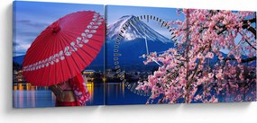 Obraz - Výhľad na vrchol, Japonsko (s hodinami) (90x30 cm)