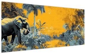 Obraz - Slon v prírode (120x50 cm)