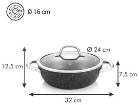 TESCOMA panvica hlboká PRESIDENT Stone s pokrievkou ø 24 cm , 24 cm