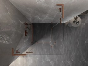 Mexen Lunar, L Duo výklopný sprchový kút 100 x 100 cm, 8mm číre sklo, profil medená matná, 834L-100L-100P-65-00