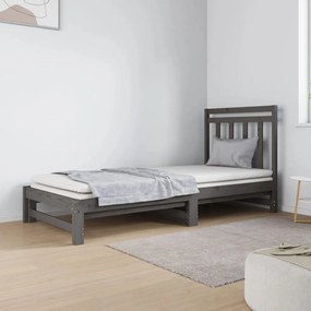Rozkladacia denná posteľ sivá 2x(90x190) cm borovicový masív