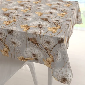Biante Bavlnený štvorcový obrus Sandra SA-517 Jesenné púpavy na sivom 130x130 cm