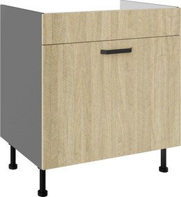 Dolná kuchynská skrinka pod drez Scarmi 80 ZL 1S BB (korpus: antracit + front: herringbone scandi). Vlastná spoľahlivá doprava až k Vám domov. 1134833