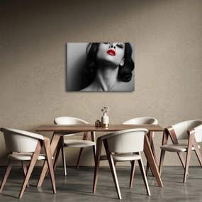 Obraz - Portrét ženy s červeným rúžom (70x50 cm)