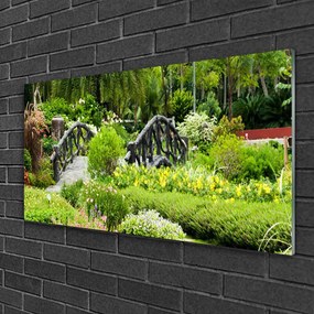 Obraz na skle Botanická záhrada most umenie 120x60 cm