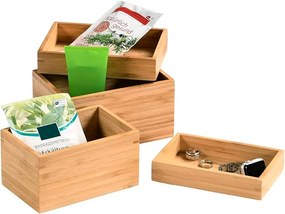 Úložný box, organizér do zásuvky, bambusová súprava 4ks SETOF4