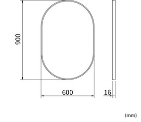 Erga Oval, oválne zrkadlo 60x90cm, zlatý rám, ERG-V01-OVAL-6090-GD