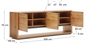 Nízka komoda v dekore duba v prírodnej farbe 200x74 cm Alguema – Kave Home
