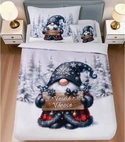 3 dielne 3D obliečky Polycotton Vianočné Gnome čierny 200x140cm+90x70cm