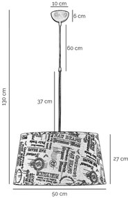 ONLI - Luster na lanku MAIDA 1xE27/15W/230V pr. 50 cm hnedá