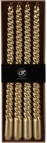 Set 4ks zlatá metalická úzka krútená sviečka Twist gold - Ø 2*30cm