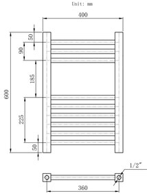 Gamma Proper, vykurovacie teleso 600x400 mm, 256W, čierna matná, GMA-PROP-6040-BK
