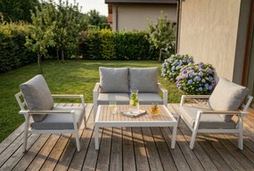 Sada zahradního nábytku pro 4 osoby Houseland Aurora bílá/šedá