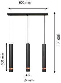 LED Luster na lanku TUBA 3xGU10/4,8W/230V čierna/medená