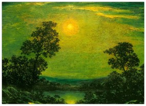 Sklenený obraz - Imitator of Ralph Albert Blakelock, Moonlight, reprodukcia (70x50 cm)