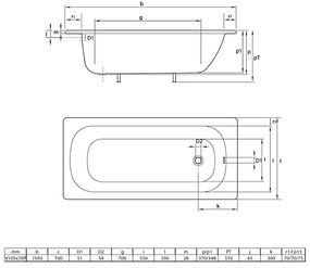 SMAVIT SMAVIT, Smaltovaná vaňa 105x70cm, biela, V105X70P