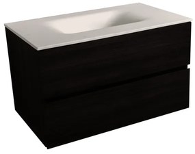Kúpeľňová skrinka s umývadlom bílá mat Naturel Verona 86x51,2x52,5 cm tmavé drevo VERONA86BMTD