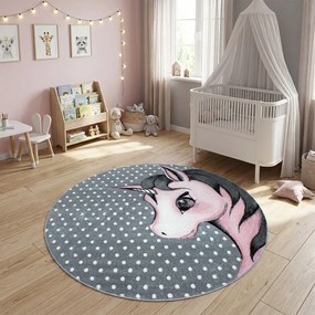 Ayyildiz, Kusový koberec Kids 590 pink kruh, 120x120 (priemer) kruh, ružová, detská izba