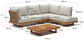 Záhradná lounge súprava z masívu akácie pre 5 v krémovo-prírodnej farbe Raco – Kave Home