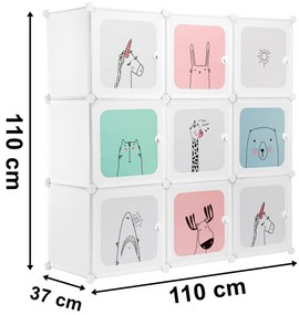 Dětský modulární regál Esla 110 cm bílý/barevný
