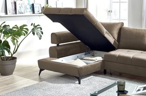 Rohová sedacia súprava Paris, svetlo hnedá látka, ľavý roh