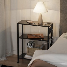 Odkládací stolek s nabíjecí stanicí a USB Houseland Qler černý