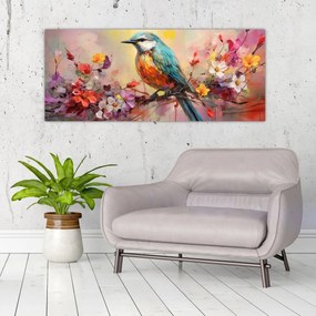 Obraz - Maľba vtáčika (120x50 cm)