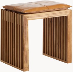 Ručne vyrobená taburetka z tíkového dreva's poduškou Rib