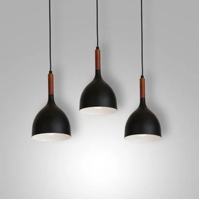 Luster na lanku NOAK WOOD 3xE27/15W/230V čierna/buk