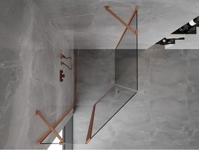 Mexen Mist, päťuholníkový sprchový kút výklopný 90 x 100 cm, číre sklo, medený matný profil, 8A8-090-100-65-00