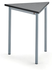 Stôl SONITUS TRIANGEL, 700x700x720 mm, linoleum - tmavošedá, strieborná