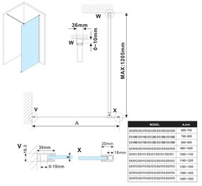 Polysan, ESCA WHITE MATT jednodielna sprchová zástena na inštaláciu k stene, číre sklo, 1100 mm, ES1011-03