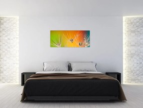 Obraz kvapiek na rastline (120x50 cm)